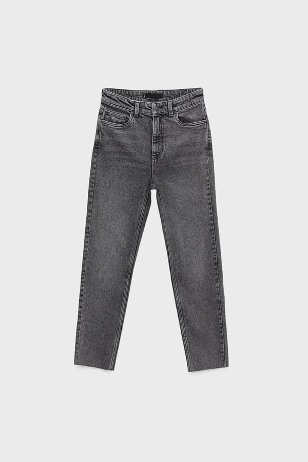 Gri Likrasız Mom Jean Pantolon