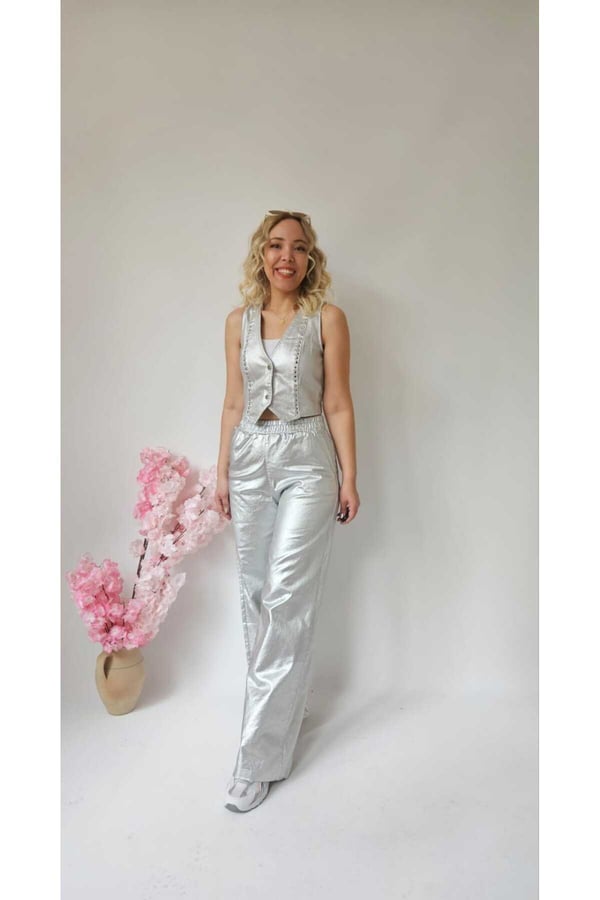 Gümüş Varaklı Kadın Yelek