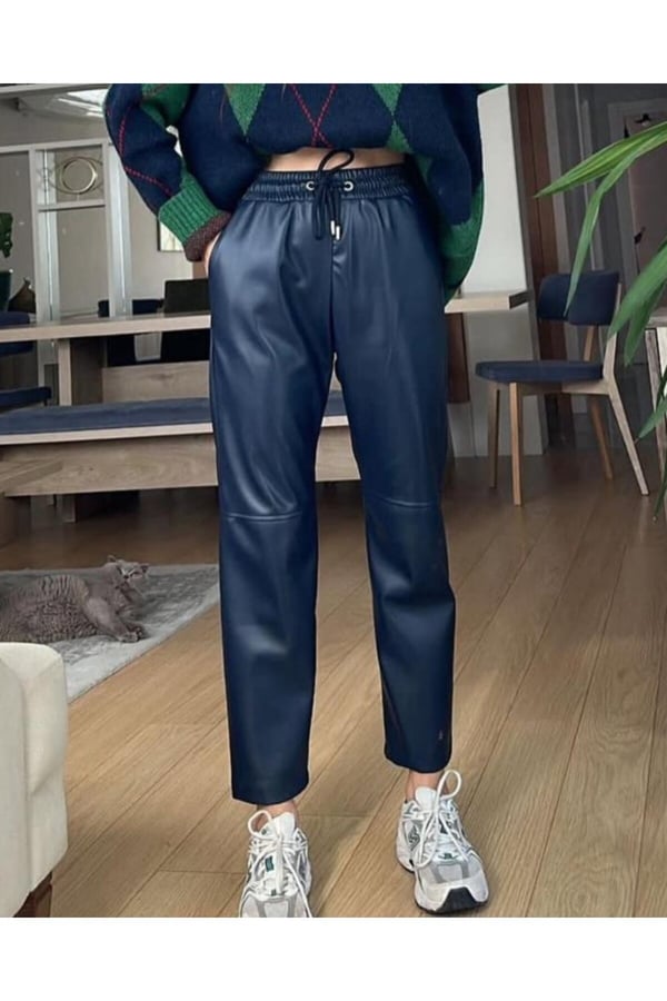 İçi Şardonlu Havuç Pantolon Modeli Suni Deri Pantolon Bilek Boy