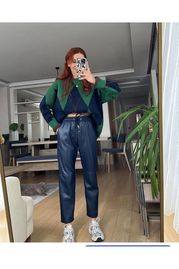 İçi Şardonlu Havuç Pantolon Modeli Suni Deri Pantolon Bilek Boy