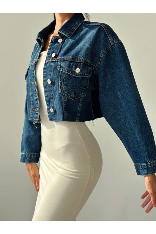 Kadın Crop Denim Kısa Kot Ceket