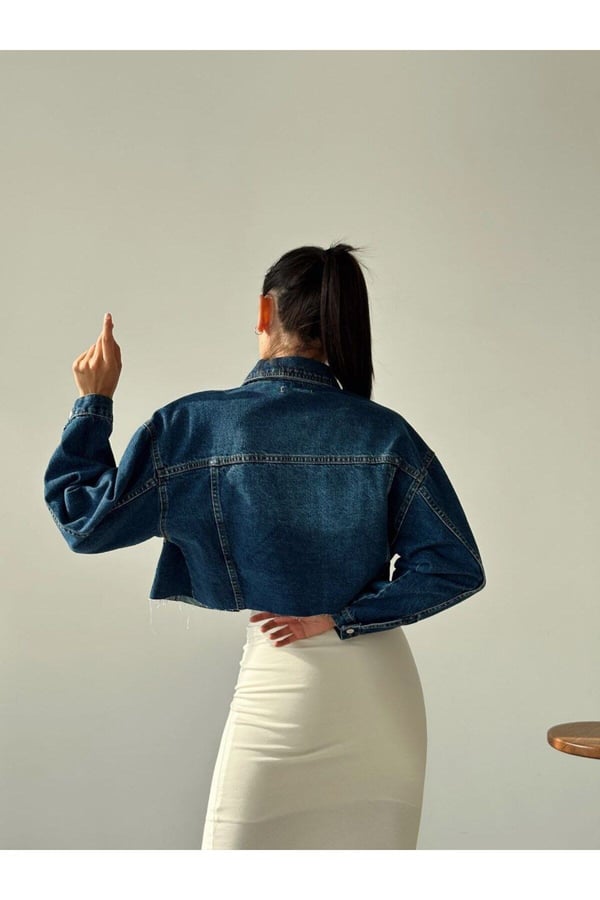 Kadın Crop Denim Kısa Kot Ceket