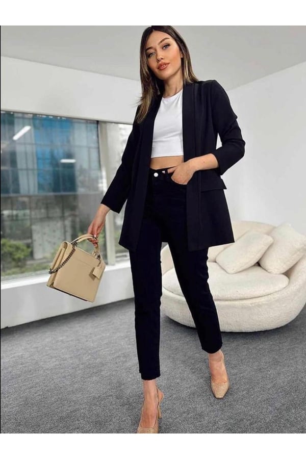 Kadın Dabıl Kumaş Blazer Ceket
