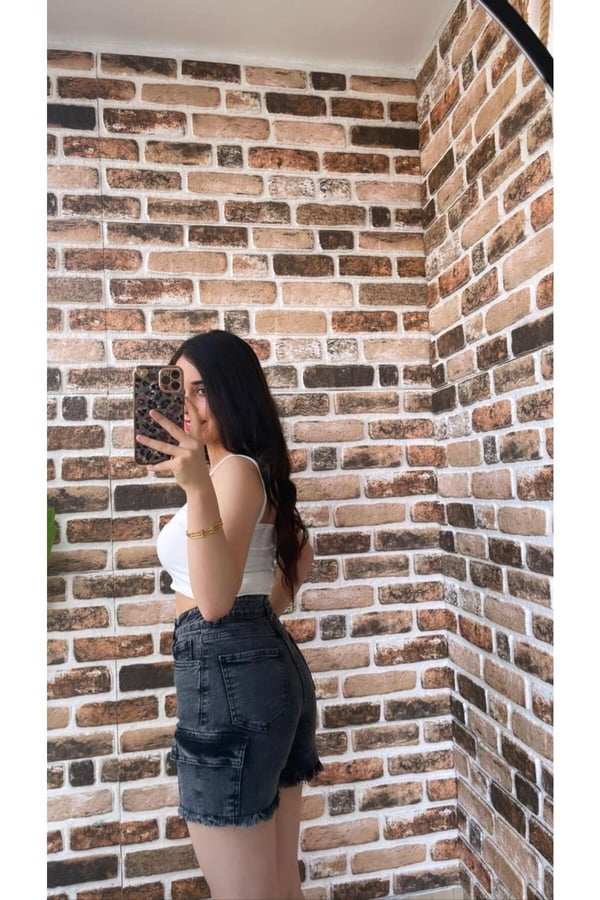 Kadın Kot Sort Comfort Likralı Yüksek Bel Kargo Cep