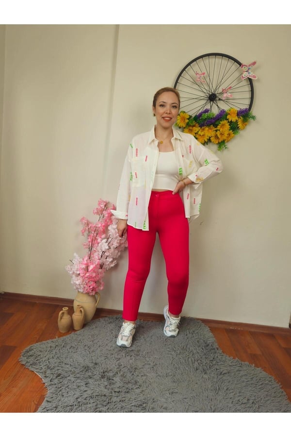 Krep Kumaş Fuşya Dar Paça Pantolon