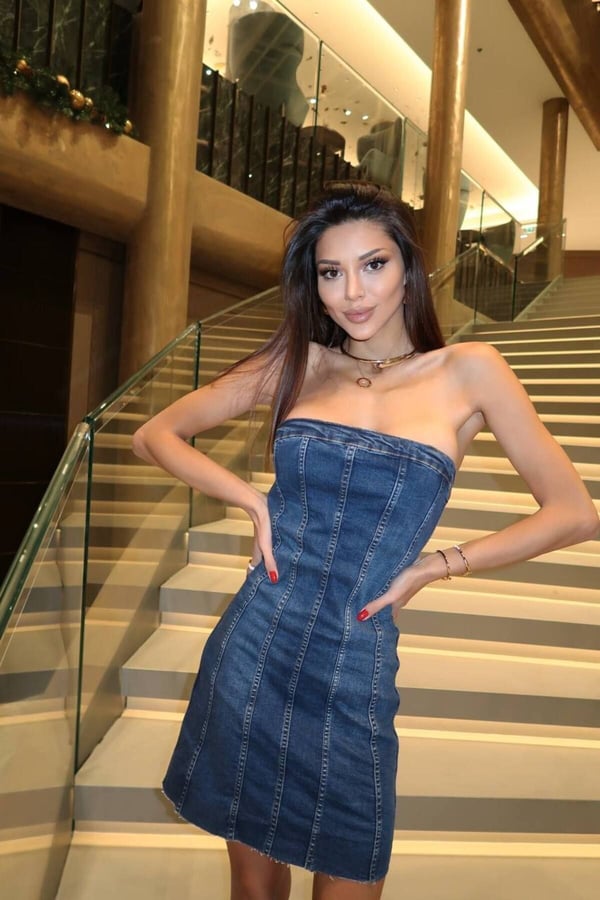 Likralı Mini Boy Kot Elbise Denim Elbise Askısız Elbise