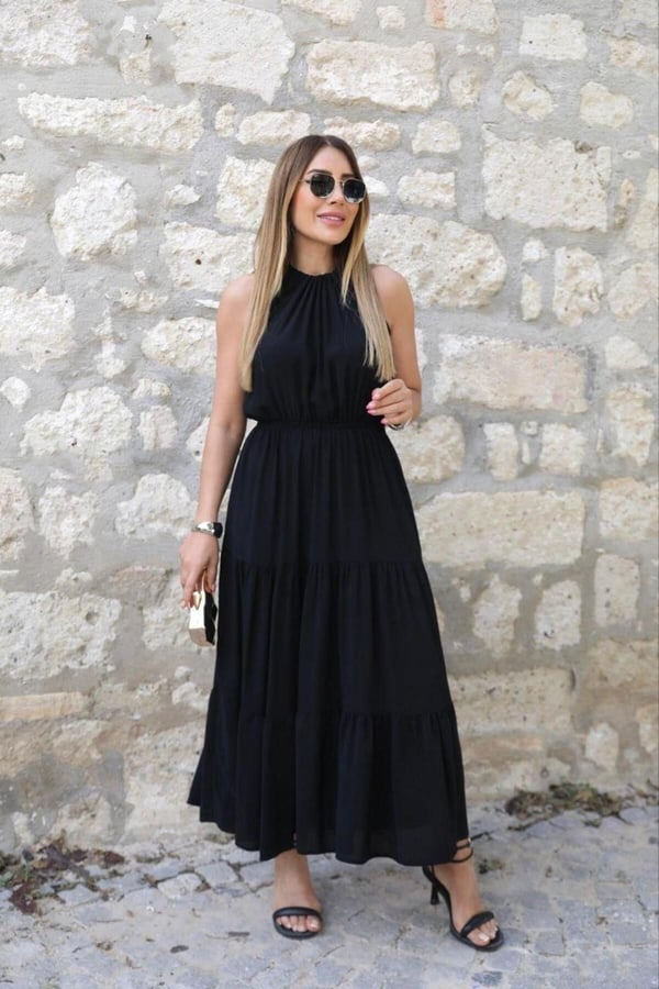 Maroken Halter Yaka Maxi Boy Elbise
