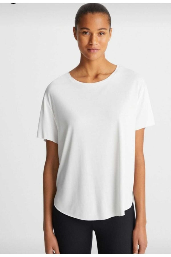 Modal Kısa Kollu Tişört Oversize Beyaz T-shirt