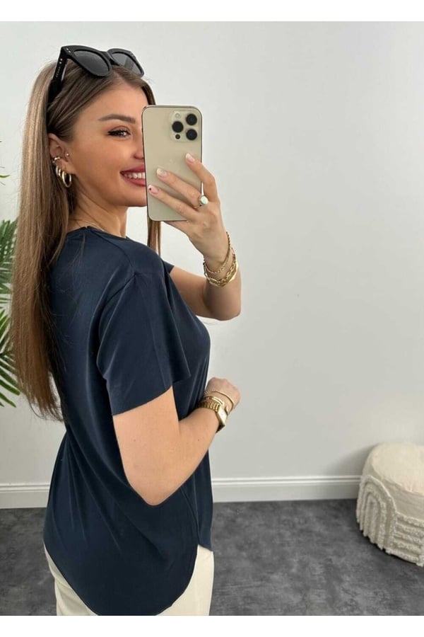 Modal Kısa Kollu Tişört Oversize Füme T-shirt