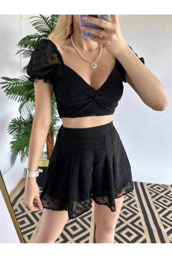 New Statıon mini şortlu etek büstiyer takım