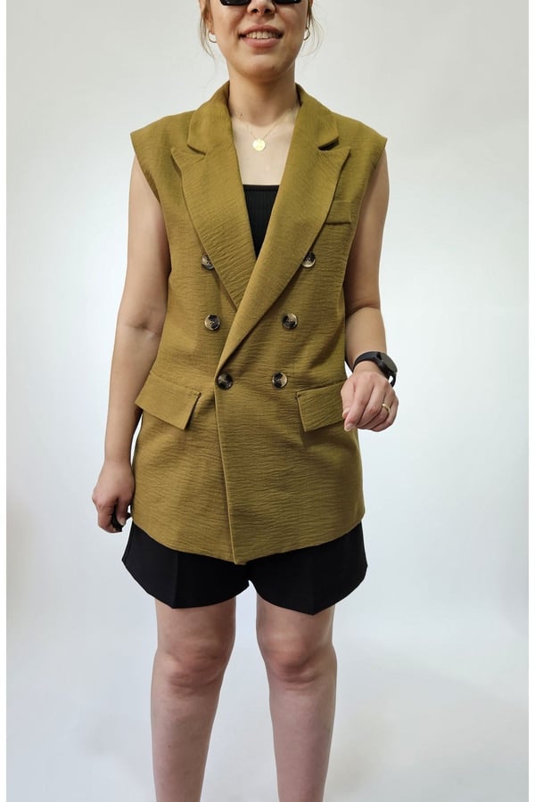 Oversize Kadın Kolsuz Blazer Ceket Kadın Yelek