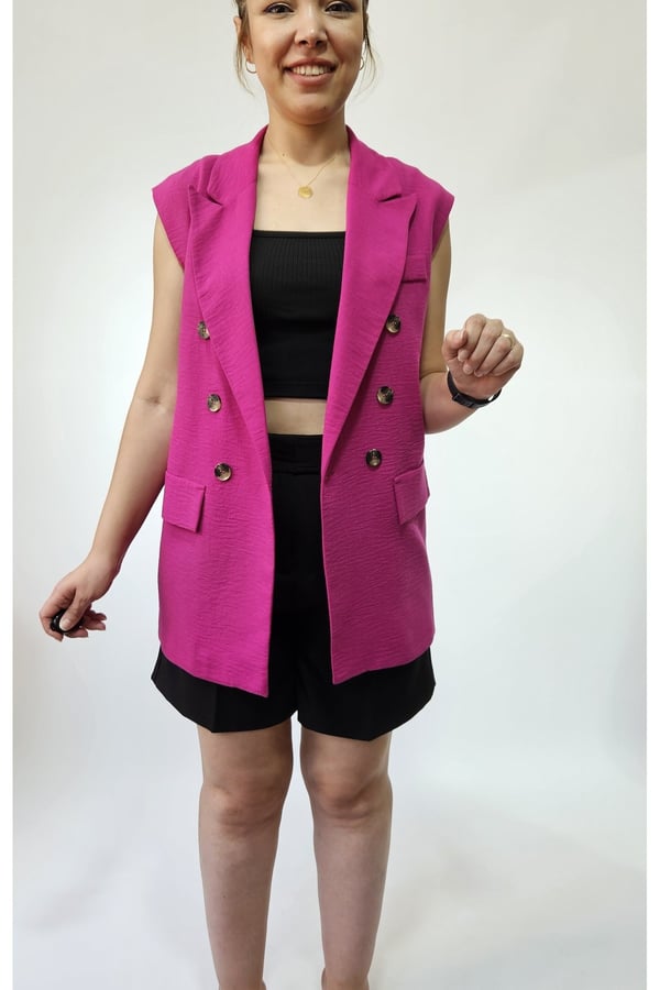 Oversize Kadın Kolsuz Blazer Ceket Kadın Yelek