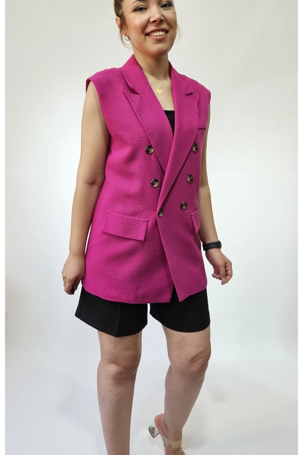 Oversize Kadın Kolsuz Blazer Ceket Kadın Yelek