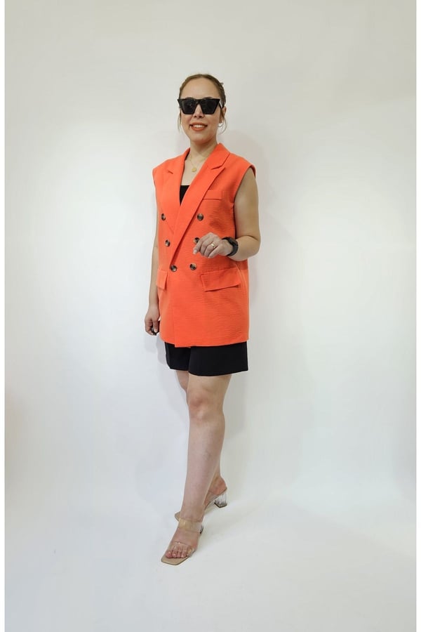 Oversize Kadın Kolsuz Blazer Ceket Kadın Yelek