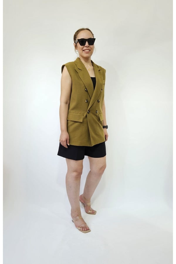 Oversize Kadın Kolsuz Blazer Ceket Kadın Yelek