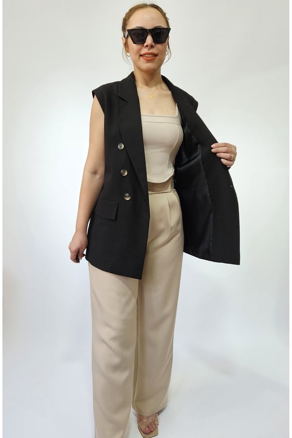 Oversize Kadın Kolsuz Blazer Ceket Kadın Yelek