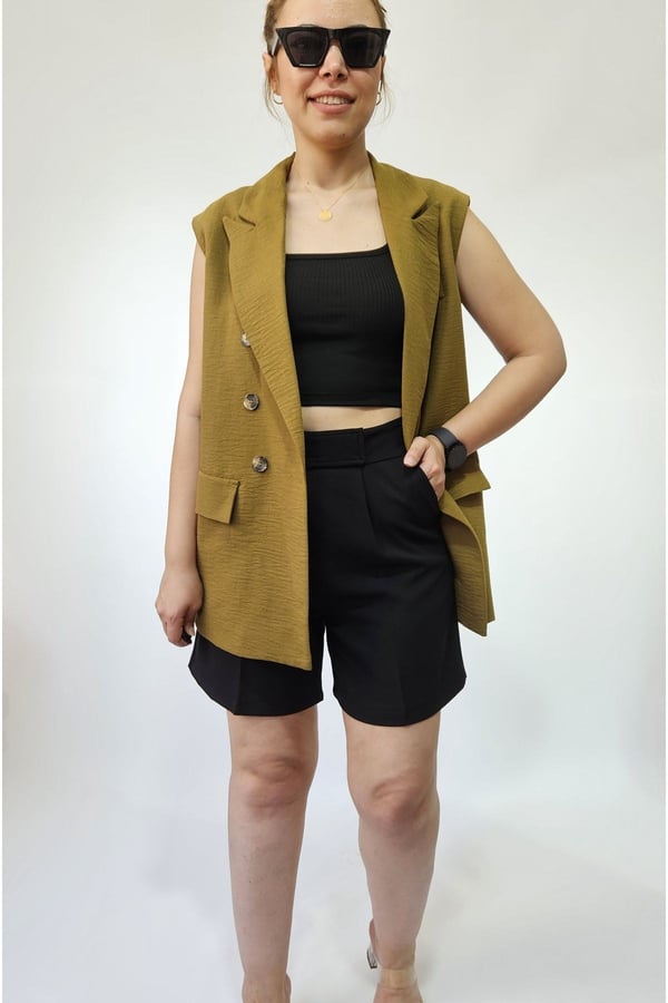 Oversize Kadın Kolsuz Blazer Ceket Kadın Yelek