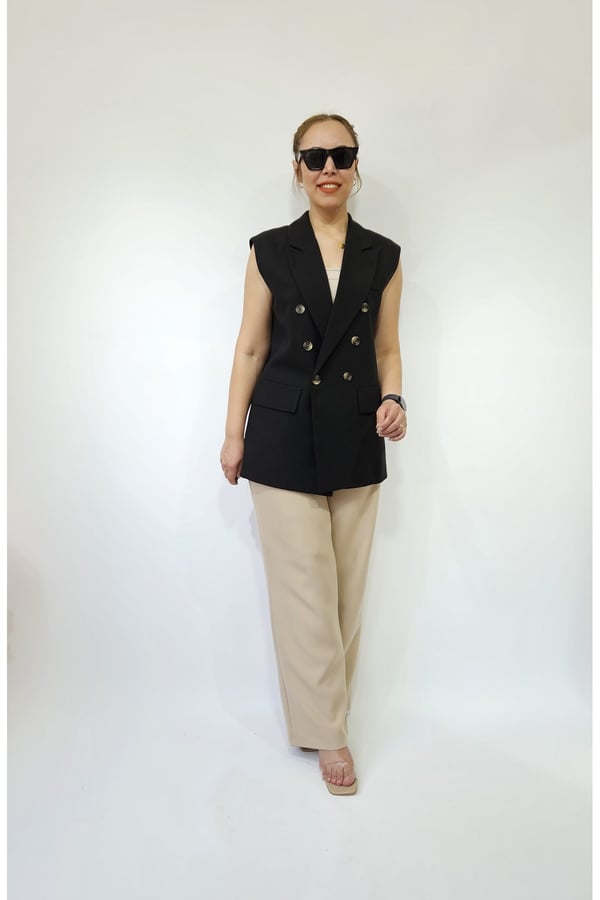 Oversize Kadın Kolsuz Blazer Ceket Kadın Yelek
