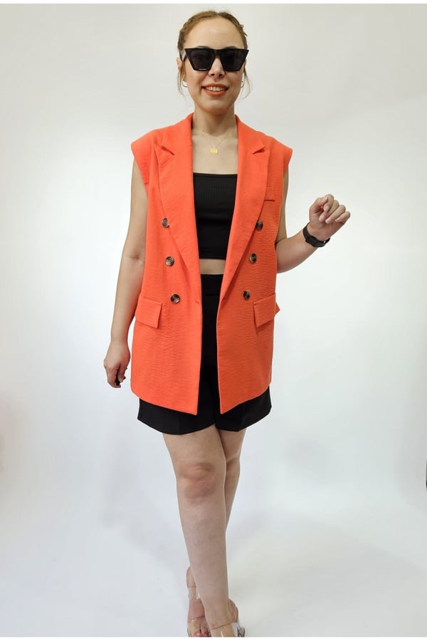 Oversize Kadın Kolsuz Blazer Ceket Kadın Yelek