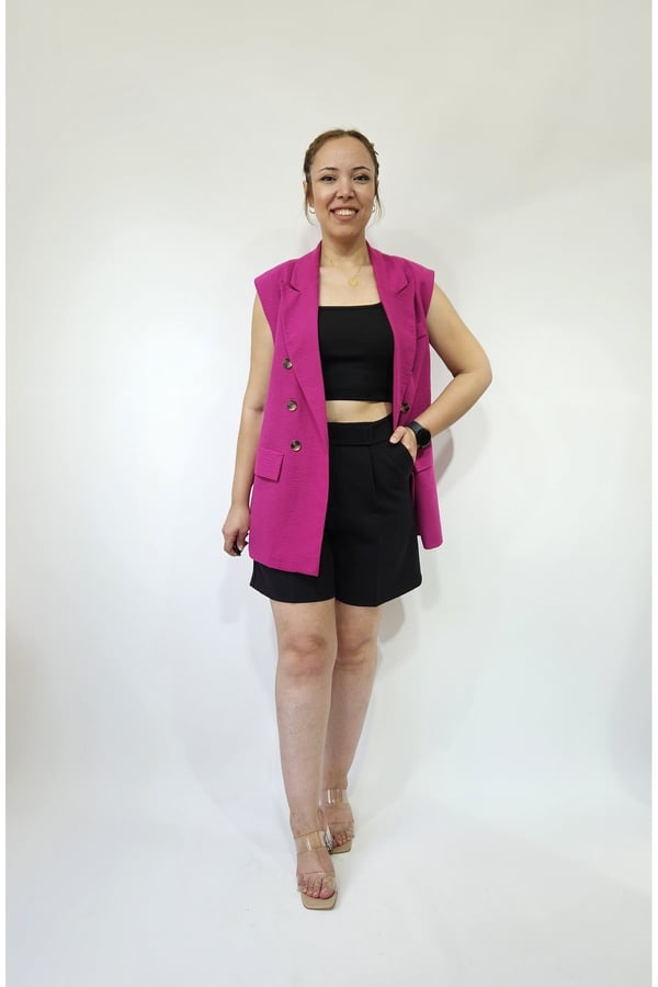 Oversize Kadın Kolsuz Blazer Ceket Kadın Yelek