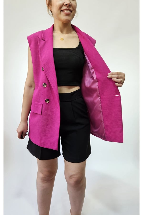 Oversize Kadın Kolsuz Blazer Ceket Kadın Yelek