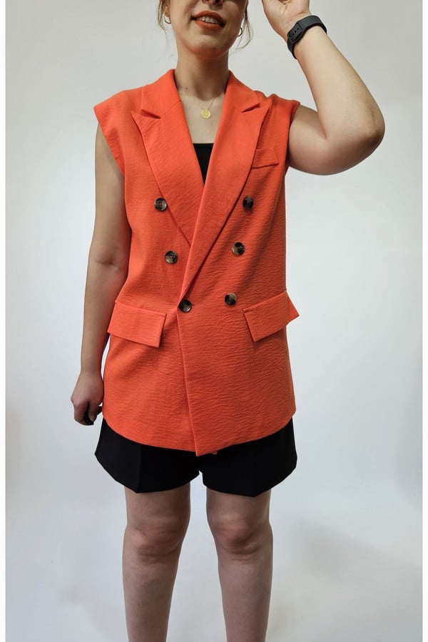 Oversize Kadın Kolsuz Blazer Ceket Kadın Yelek