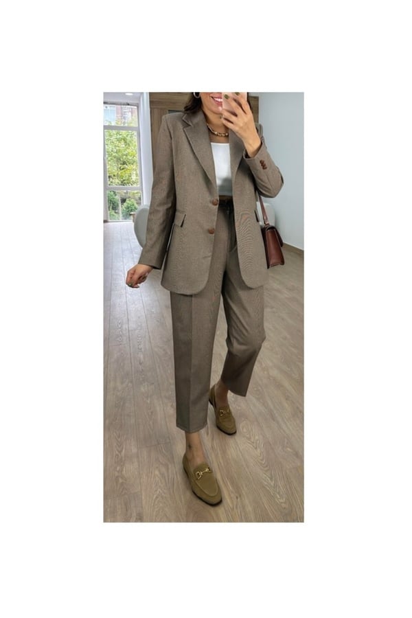 Özel Seri Çift Düğmeli Blazer Ceket Deri Düğme Detaylı