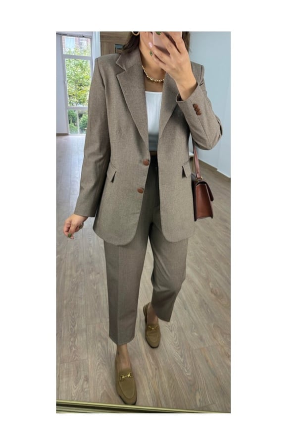 Özel Seri Çift Düğmeli Blazer Ceket Deri Düğme Detaylı