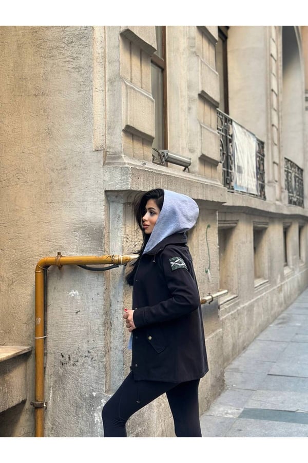 Penye Kapişonlu Yelek Kot Ceket Takımı Kol Arma Detay