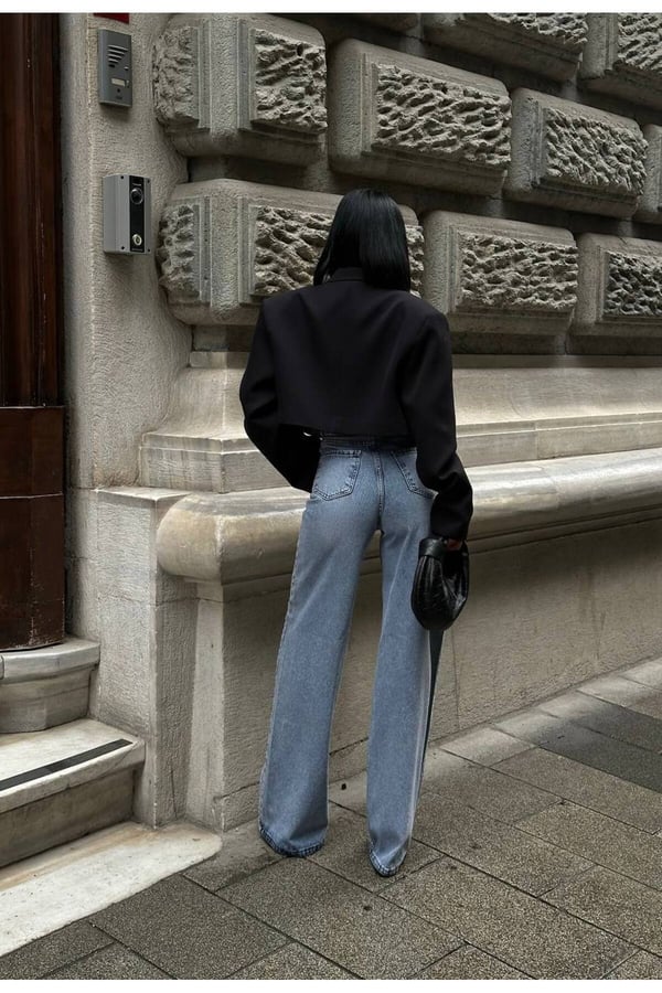 Pinterest Tasarım Taş Detay Tasarım Wide Leg Kot Pantolon Geniş Paça