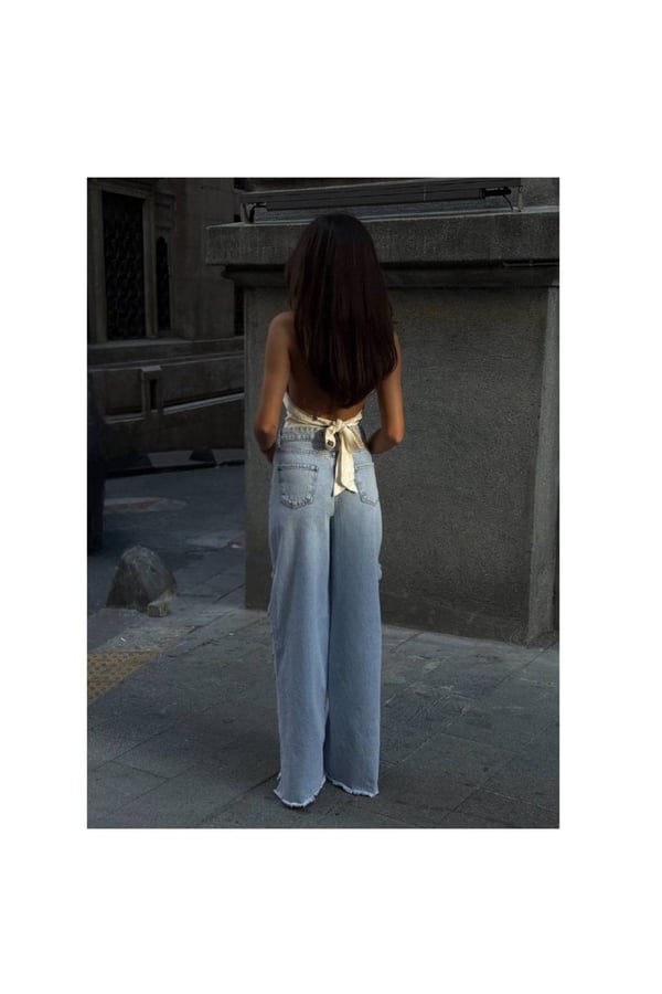 Pinterest Tasarım Taşlı Baggy Kot Pantolon