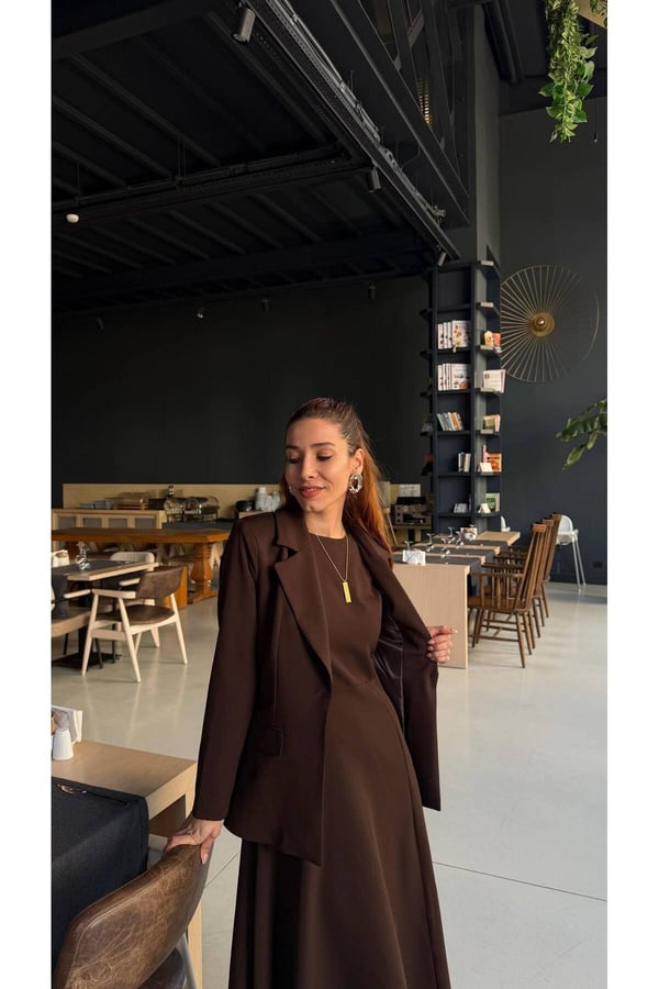 Premium Kadın Elbise Blazer Ceket Takım Exclusive Midi Elbise Şık Ofis Davet Kombini