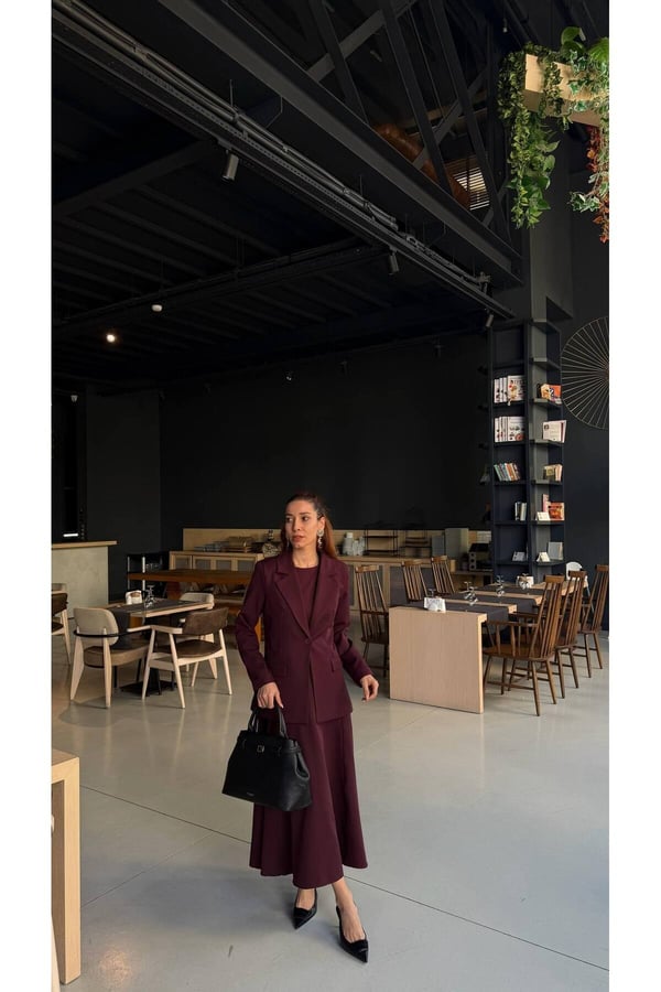 Premium Kadın Elbise Blazer Ceket Takım Exclusive Midi Elbise Şık Ofis Davet Kombini