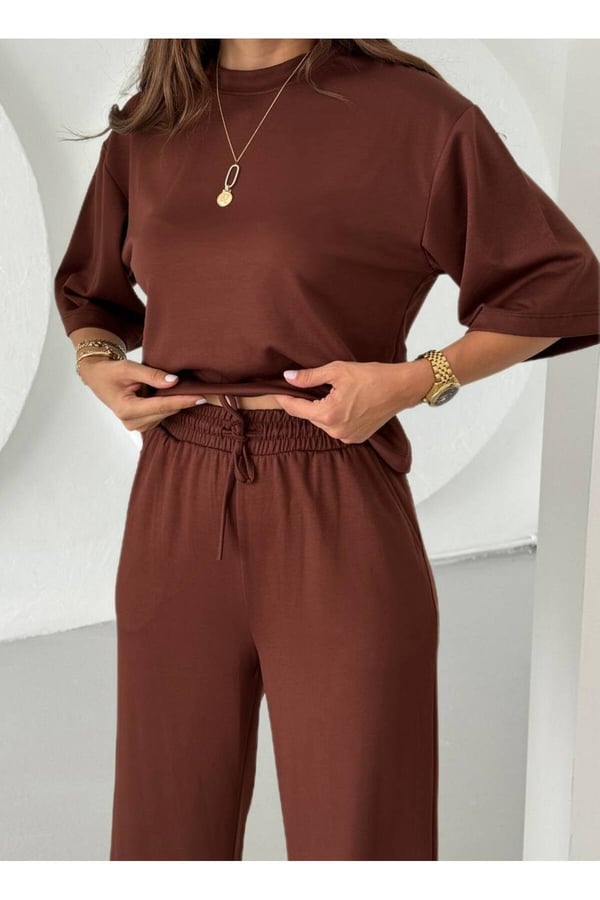 Premium Kumaş İkili Takım Salaş Bluz Bol Paça Pantolon Takım