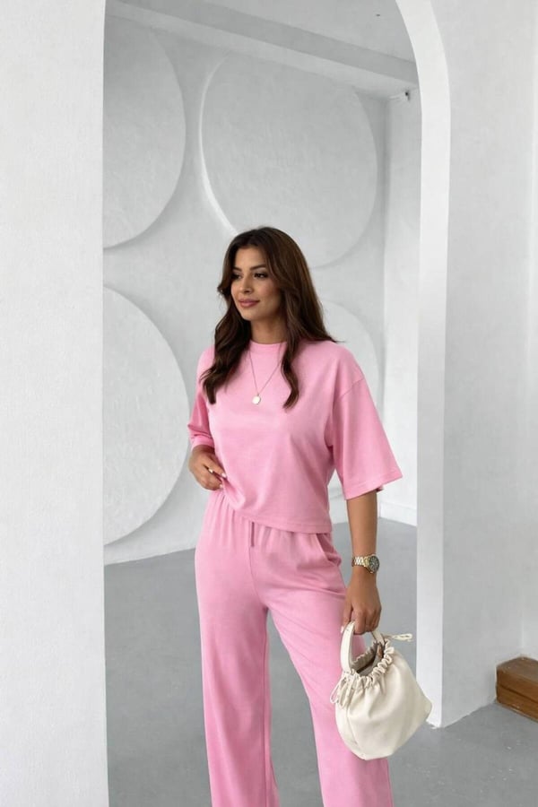 Premium Kumaş İkili Takım Salaş Bluz Bol Paça Pantolon Takım
