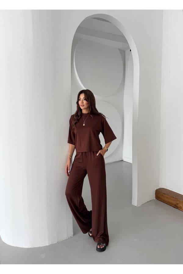 Premium Kumaş İkili Takım Salaş Bluz Bol Paça Pantolon Takım
