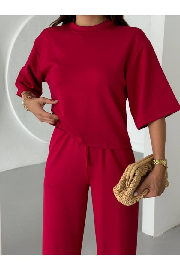 Premium Kumaş İkili Takım Salaş Bluz Bol Paça Pantolon Takım