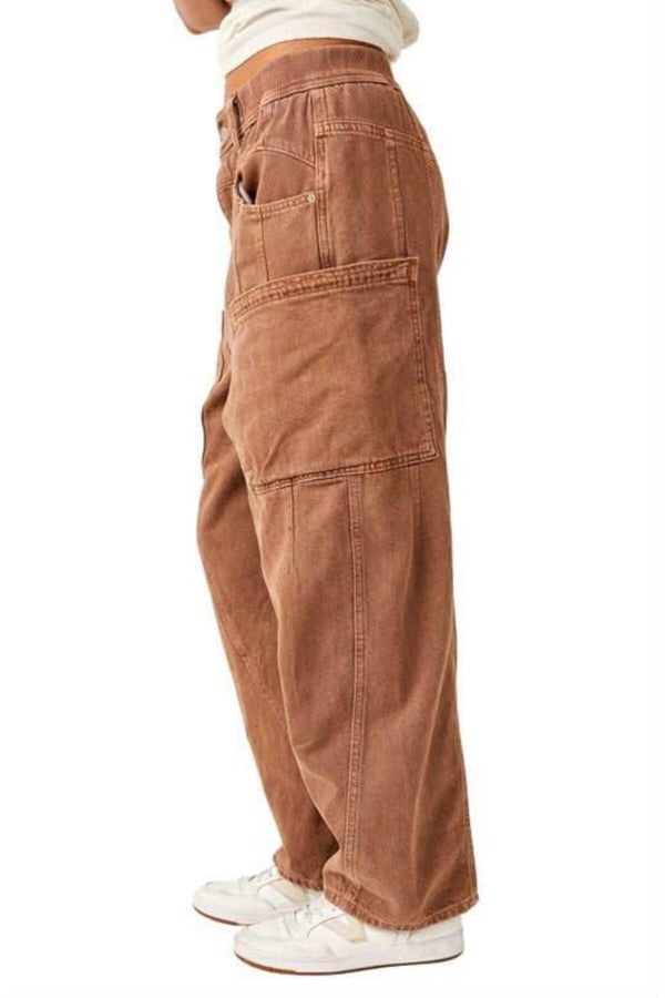 Premium Orijinal Markalı Kargo Cepli Yüksek Bel Rahat Kalıp Kadın Jeans Pantolon