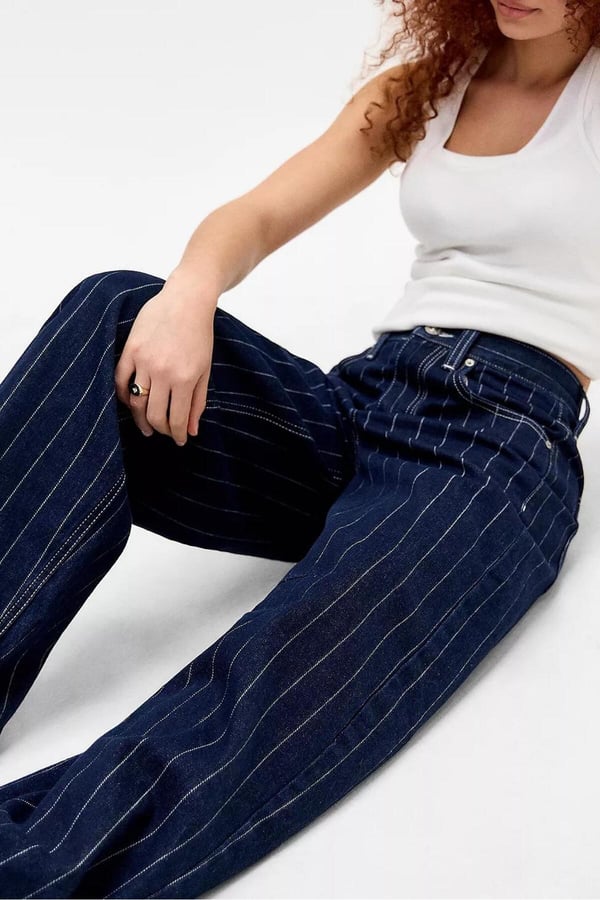 Premium Orijinal Markalı Logan Baseball Stripe Jeans Çizgili Jeans Pantolon