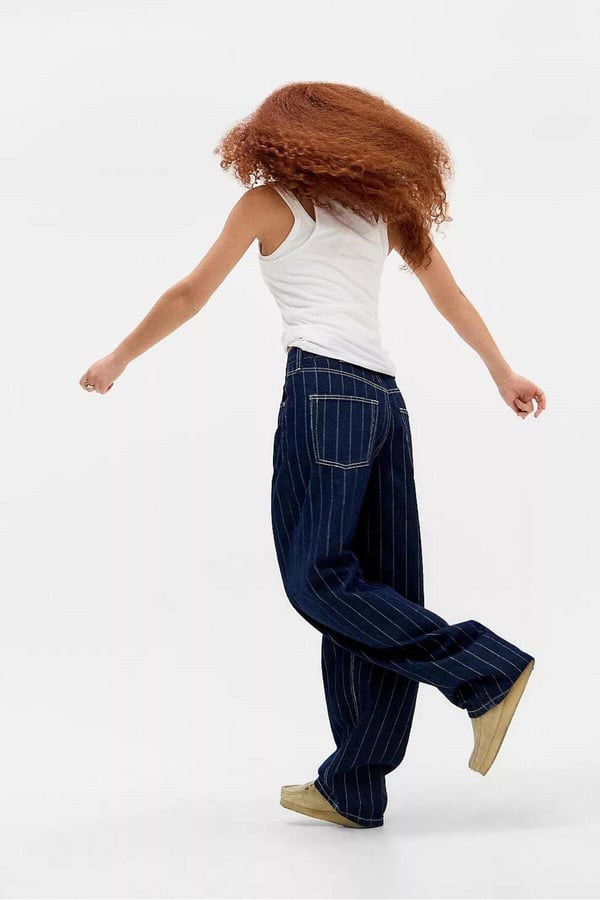 Premium Orijinal Markalı Logan Baseball Stripe Jeans Çizgili Jeans Pantolon