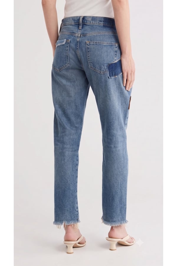 Premium Orijinal Markalı Patchwork Detaylı Yırtık Efektli Denim Jeans Kadın Kot Pantolon