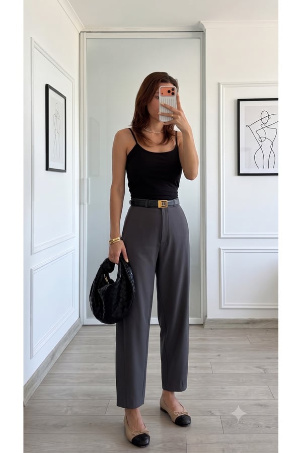 Premium Orijinal Markalı Yüksek Bel Rahat Kesim Düz Paça 95 cm Kumaş Jeans Pantolon