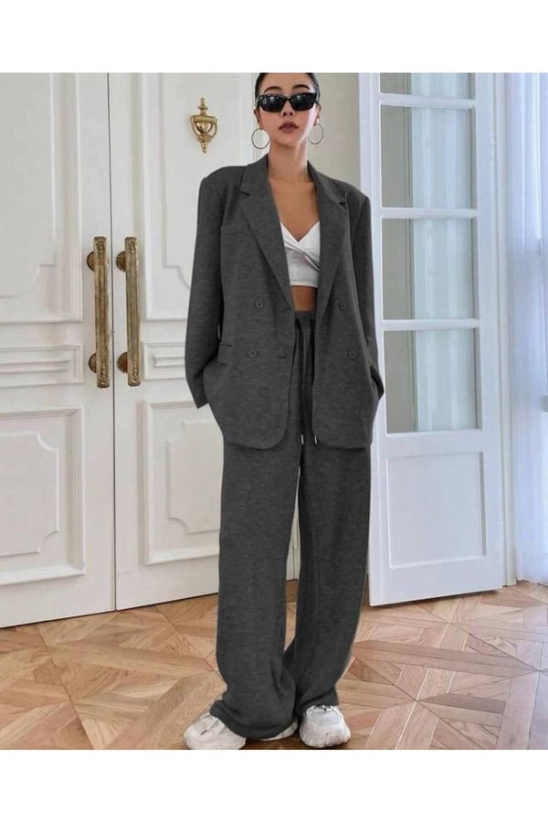 Premium Oversize Blazer Ceket ve Bol Paça Pantolon İkili Takım