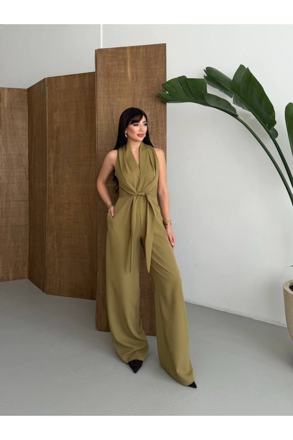 Premium Şal Yaka Bağlama Detaylı Şık ve Modern Kesim Kadın Tulum