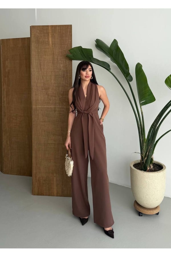 Premium Şal Yaka Bağlama Detaylı Şık ve Modern Kesim Kadın Tulum