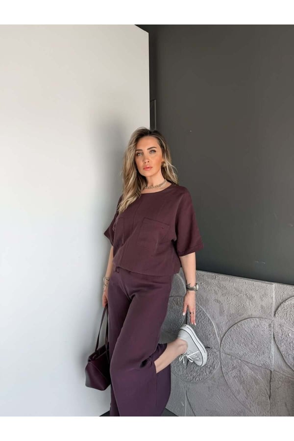 Premium Yırtmaç Detaylı Beli Büzgülü Takım
