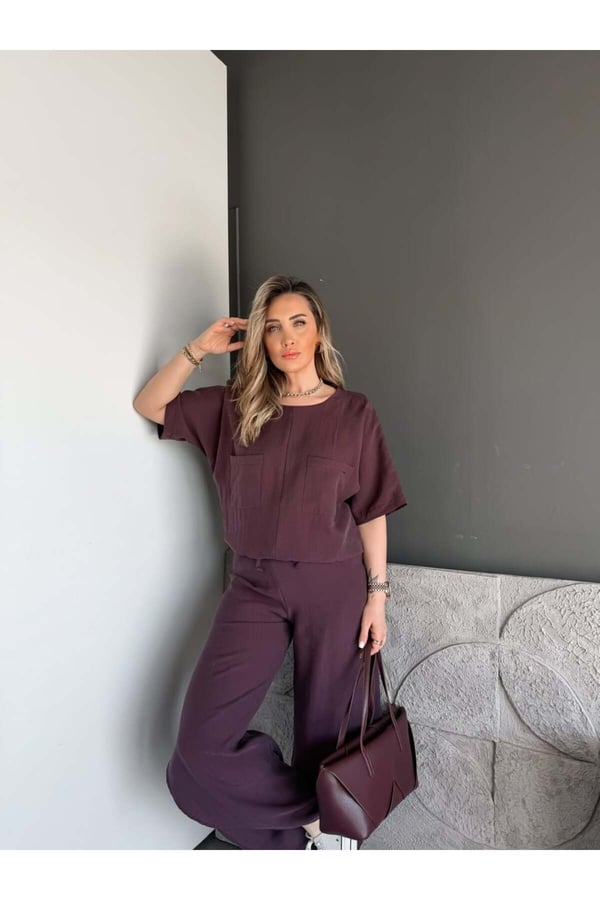 Premium Yırtmaç Detaylı Beli Büzgülü Takım