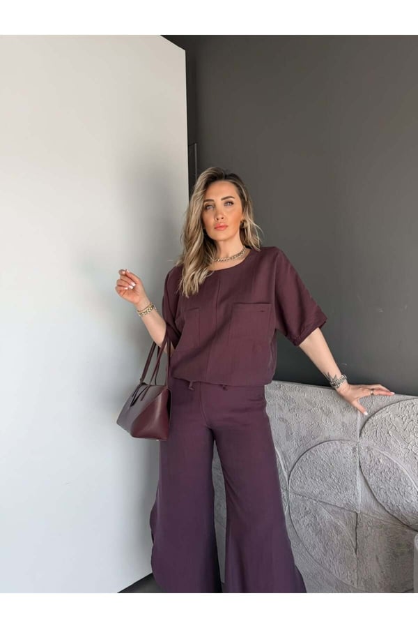 Premium Yırtmaç Detaylı Beli Büzgülü Takım
