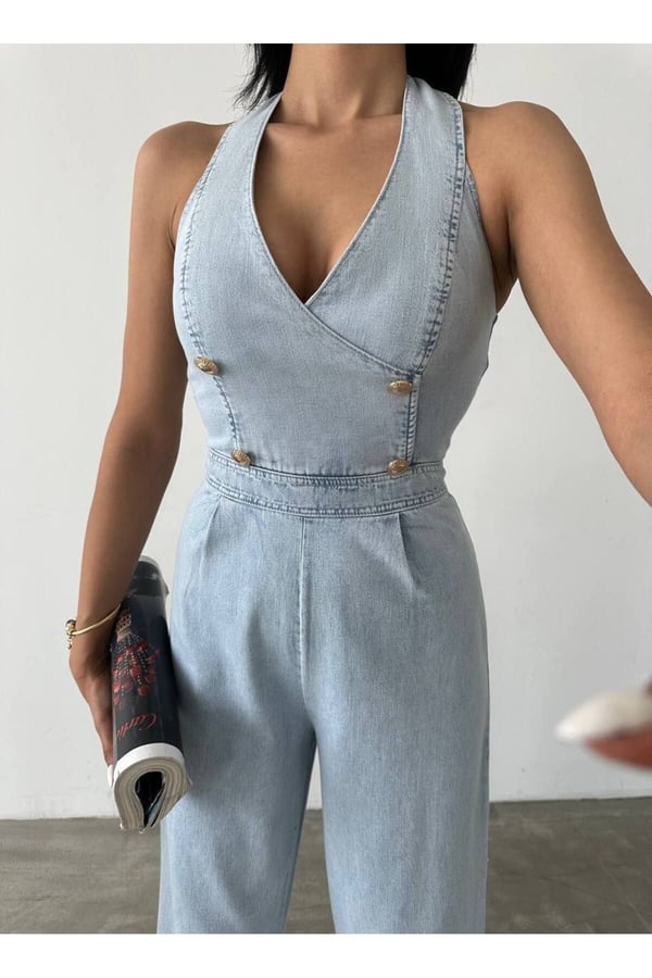 Tasarım İthal Kot Tulum Denim Tulum