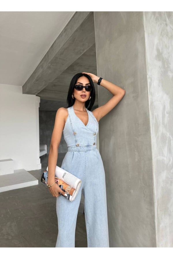 Tasarım İthal Kot Tulum Denim Tulum